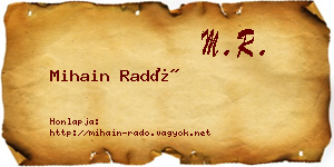 Mihain Radó névjegykártya